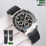 C Factory ROLEX Daytona Rubber Strap Replica  7750 Black Diamonds Dial 904L Steel
